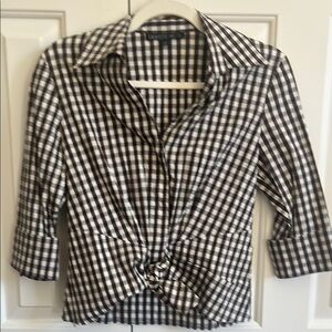Lafayette 148 Brown and White Checkered Top